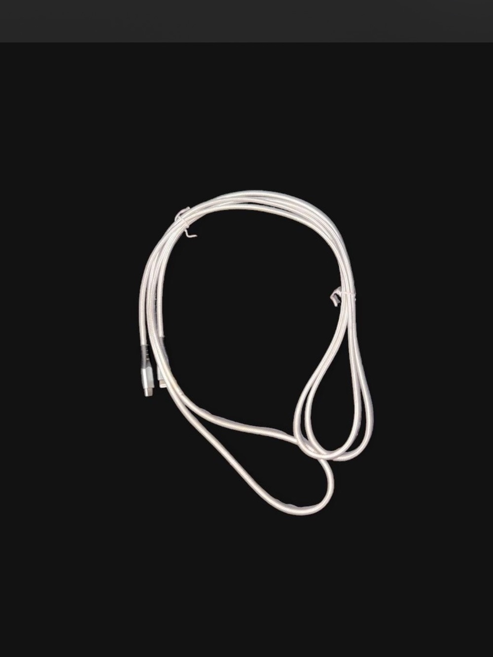 Braided Lightning to USB C Charging Cable - White/Silver